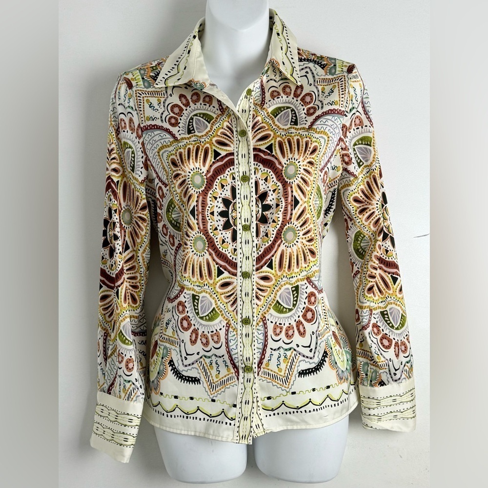 Rachel Zoe Cream and White Fitted Button Down Shirt